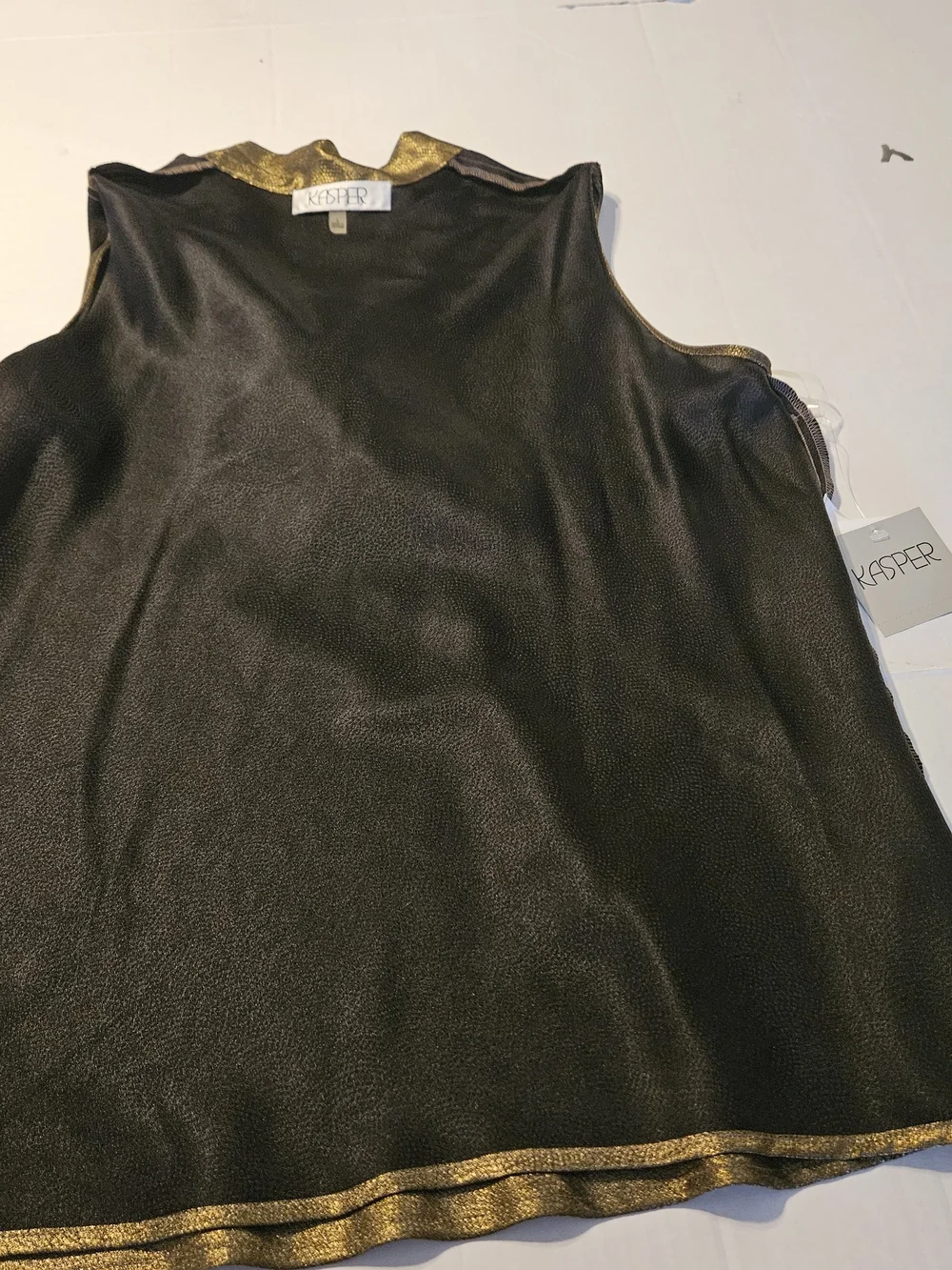 Kasper Metallic Bronze Tie-Front Sleeveless Top - Picture 3 of 9